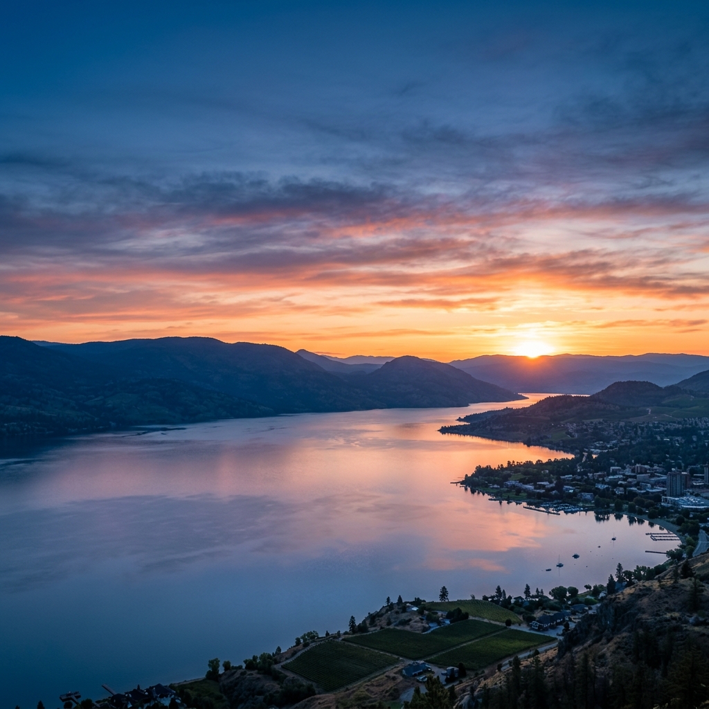 Lake sunrise view in the Okanagan
